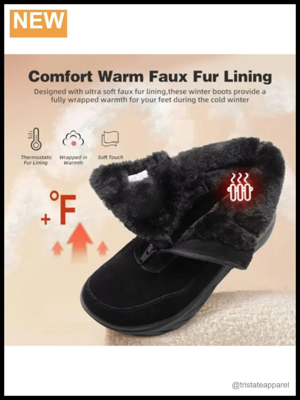 Women's Orthopedic Wide Winter Ankle Boots Arch Support Plantar Fasciitis